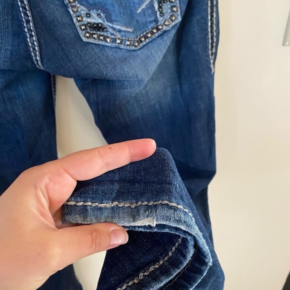 ROCK AND ROLL COWGIRL WOMENS STUDDED LOW RISE JEANS SIZE 30 X 34 - Picture 4 of 9